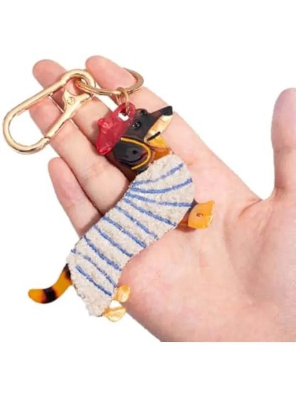 Cute Dog-Shaped Keychain Charm & Bag Clasp - Acetate Animal Clip with Gold